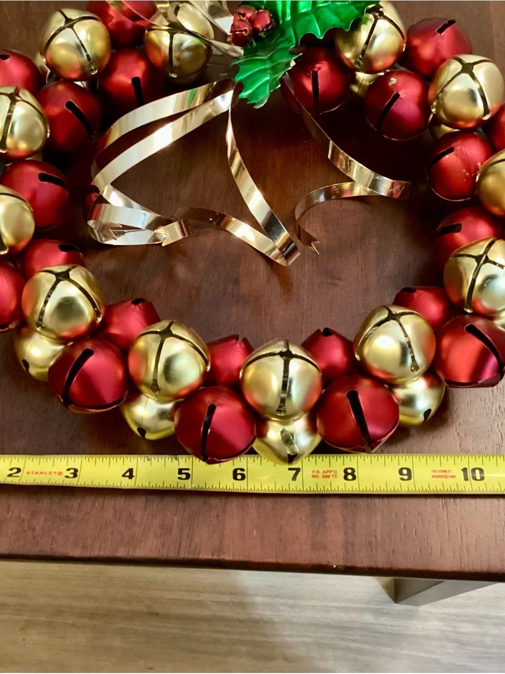 Festive Red & Gold Jingle Bell Holiday Wreath